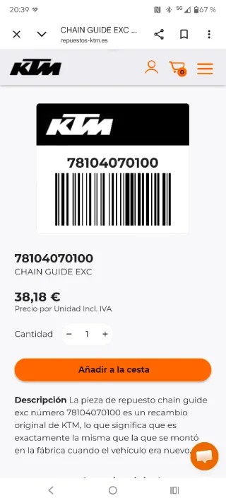 Guía cadena KTM