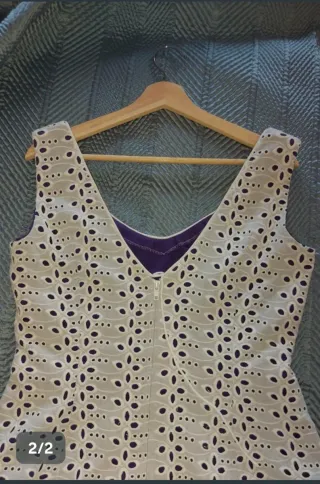 Blusa top falda flamenca beige y morado