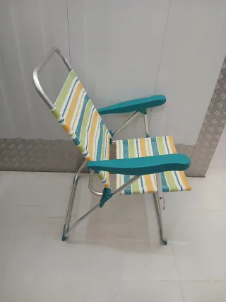 Silla plegable de tela y metal reclinable