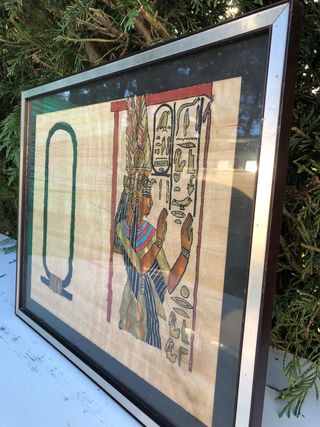 Papiro Egiziano Vintage con Dea e Geroglifici