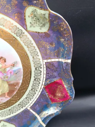 Plato de porcelana Saxe decorado