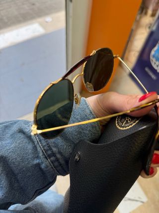 Gafas Ray-Ban Aviator Doradas Lente Verde