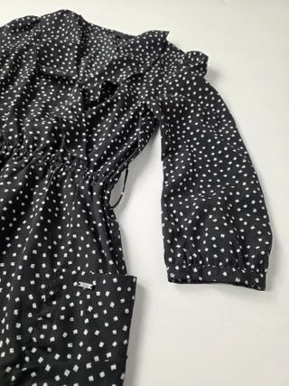 Guess Black Polka Dot Wrap Dress Vintage Style V-N