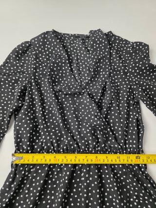 Guess Black Polka Dot Wrap Dress Vintage Style V-N