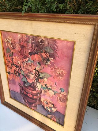 Quadro fiori vintage con cornice dorata stile anni