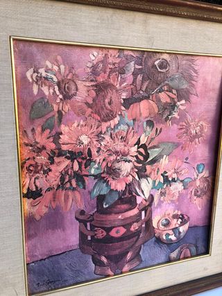 Quadro fiori vintage con cornice dorata stile anni