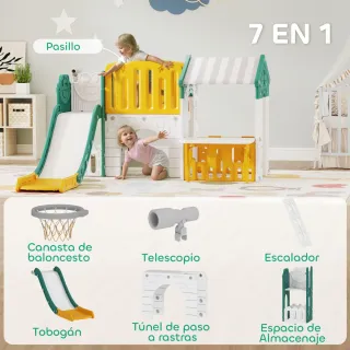 Tobogán Infantil 7 en 1 con Caseta