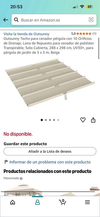 Techo para pérgola 3x3m