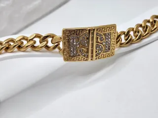 Pulsera S Dólar Acero Quirúrgico Baño Oro