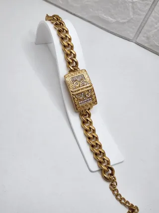 Pulsera S Dólar Acero Quirúrgico Baño Oro