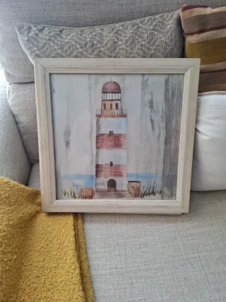 Set 2 Cuadros Faro Mar Beige Azul