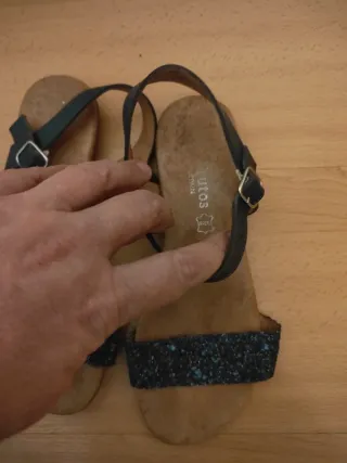 Sandalias Eva Frutos Talla 38 Negro Glitter