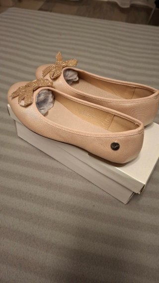 Ballerine bambina rosa con fiocco glitter