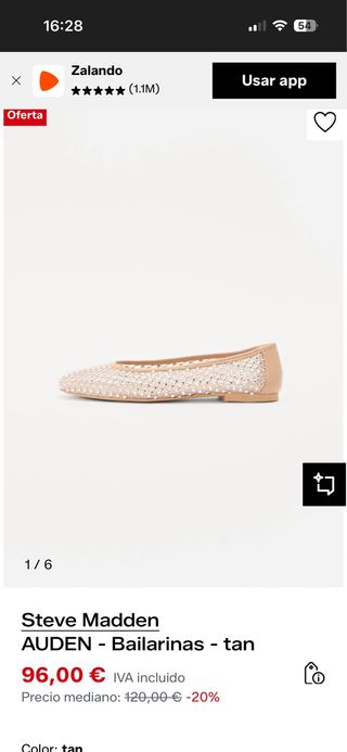 Steve Madden Bailarinas Beige/Plata Talla 38.5