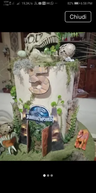 Torta Decorata Gomma Eva Jurassic Park