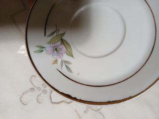 Juego Café Vintage Porcelana Floral Oro