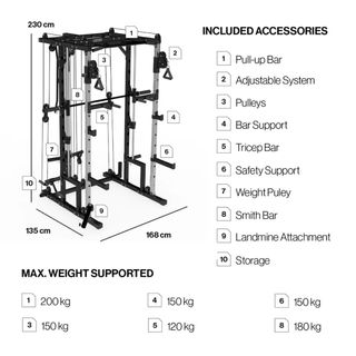 Jaula Musculación Smith + Poleas