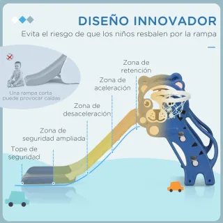 Tobogán infantil azul con canasta