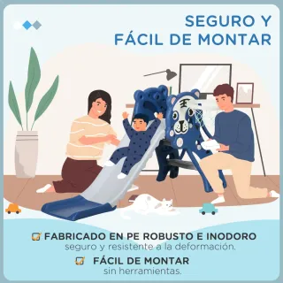 Tobogán infantil azul con canasta