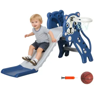 Tobogán infantil azul con canasta
