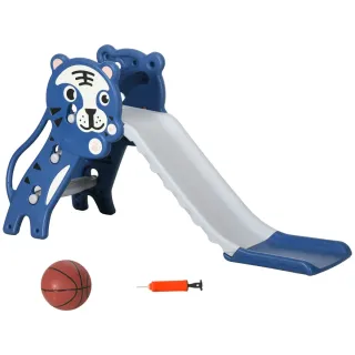 Tobogán infantil azul con canasta