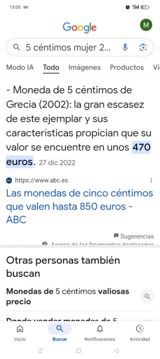 Moneda 10 céntimos y de 5 céntimos
