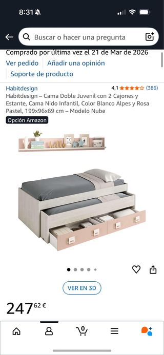 Cama nido juvenil con cajones