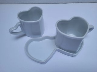 Coppia tazze caffè a forma di cuore