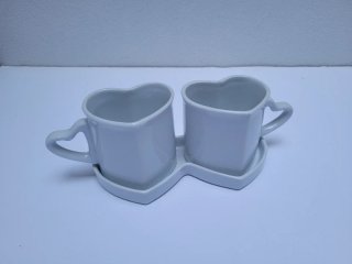 Coppia tazze caffè a forma di cuore