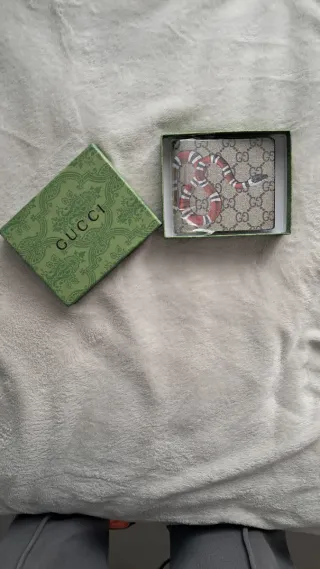 Portafoglio con serpente beige rosso