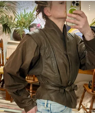 Chaqueta Cuero Vintage 80s Marrón