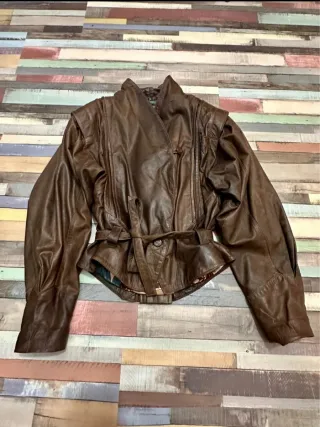 Chaqueta Cuero Vintage 80s Marrón