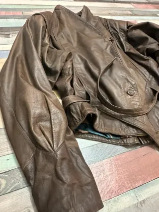 Chaqueta Cuero Vintage 80s Marrón