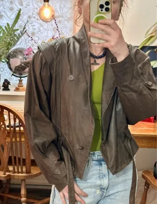 Chaqueta Cuero Vintage 80s Marrón