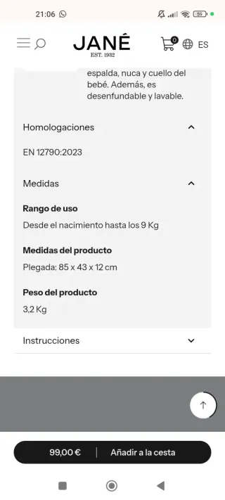 Hamaca Jané bebé estrellas