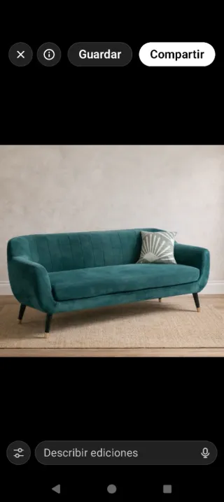 Elegante sofá de terciopelo verde