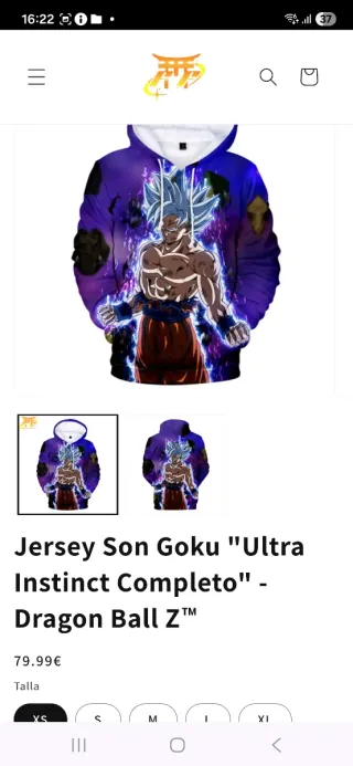 Sudadera Dragon Ball ZTM 3D Talla M Como Nueva