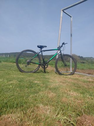 Bicicleta de montaña negra y verde