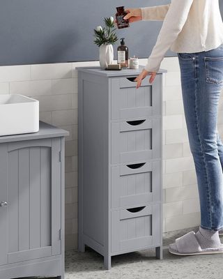 Armario de Baño 4 Cajones Gris Místico 30x30x82cm VASAGLE
