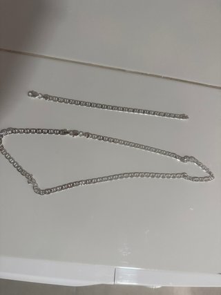 Cadena + pulsera de plata estilo marinero