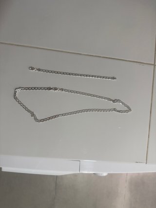 Cadena + pulsera de plata estilo marinero