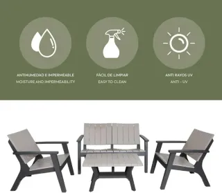 CHILLVERT Conjunto de Jardín Siros de Resina
