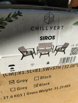 CHILLVERT Conjunto de Jardín Siros de Resina