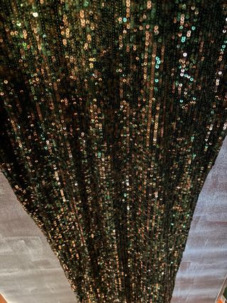 Vestido de fiesta lentejuelas verde y dorado