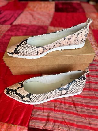 Bailarinas KMB Piel Serpiente Beige/Rosa