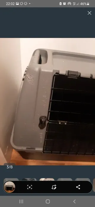 Transportín para mascotas gris y negro