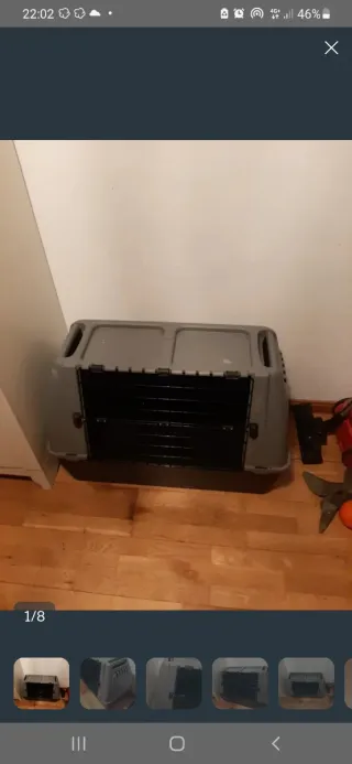Transportín para mascotas gris y negro