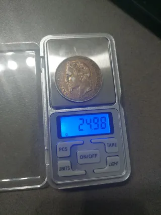 Moneda 5 Francos Plata Napoleón III 1869