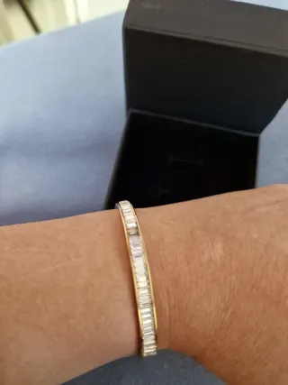 Pulsera Acero Cristales Corte Baguette