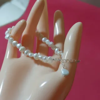 Pulsera plata925 y Perlas Naturales de rio